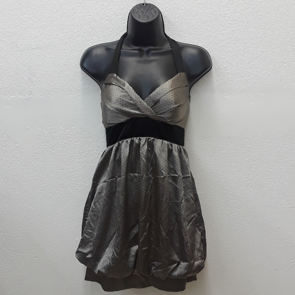Sexy pewter and black Polka Dot mini dress